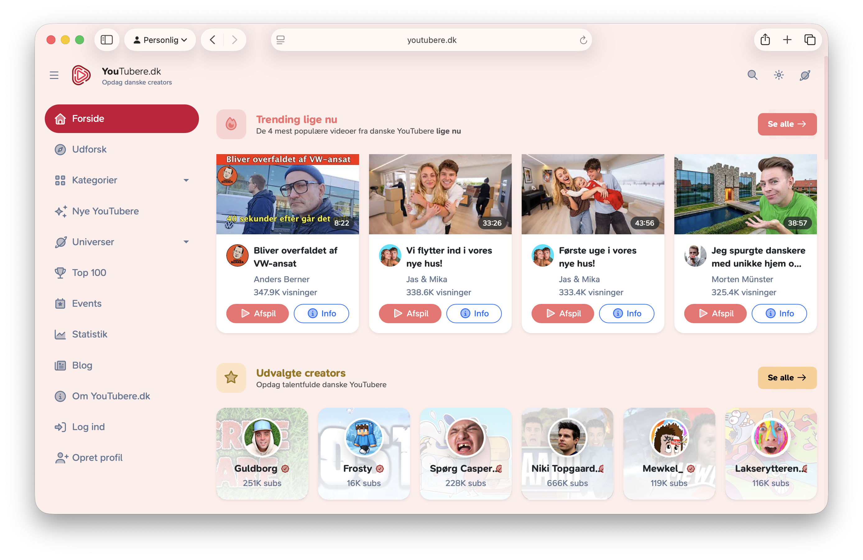 YouTubere.dk screenshot